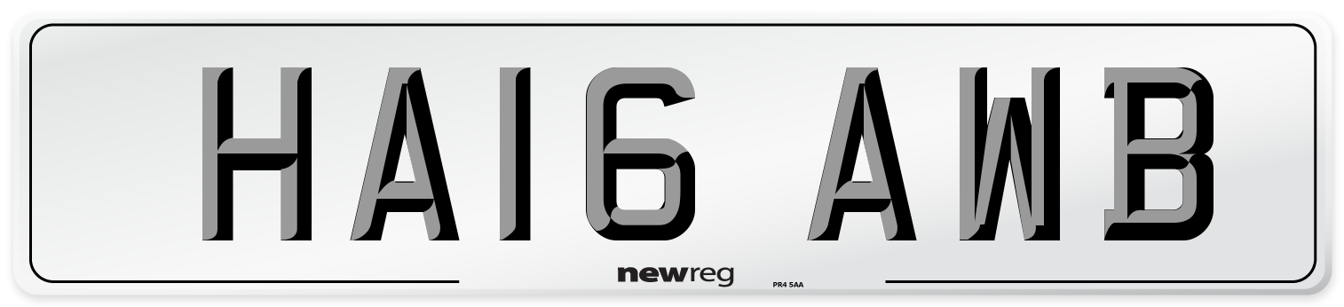 HA16 AWB Number Plate from New Reg